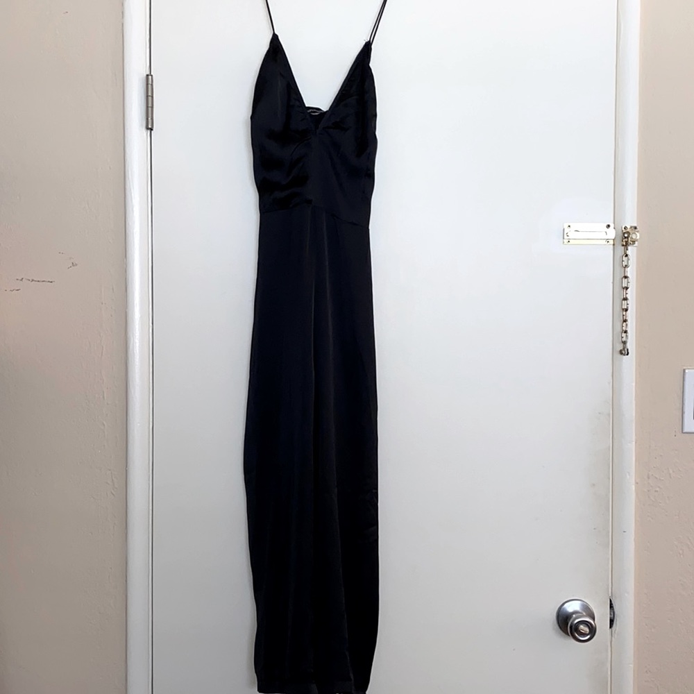 Black satin jumpsuit